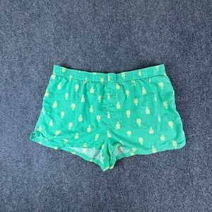 Pink Victoria's Secret Sleep Shorts Women 32x3 Green Yellow Pineapple Side Slits